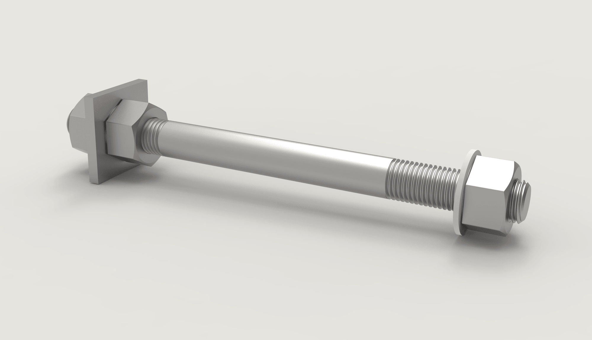 F1554 anchor rod assembly with heavy hex nuts and square plate washers
