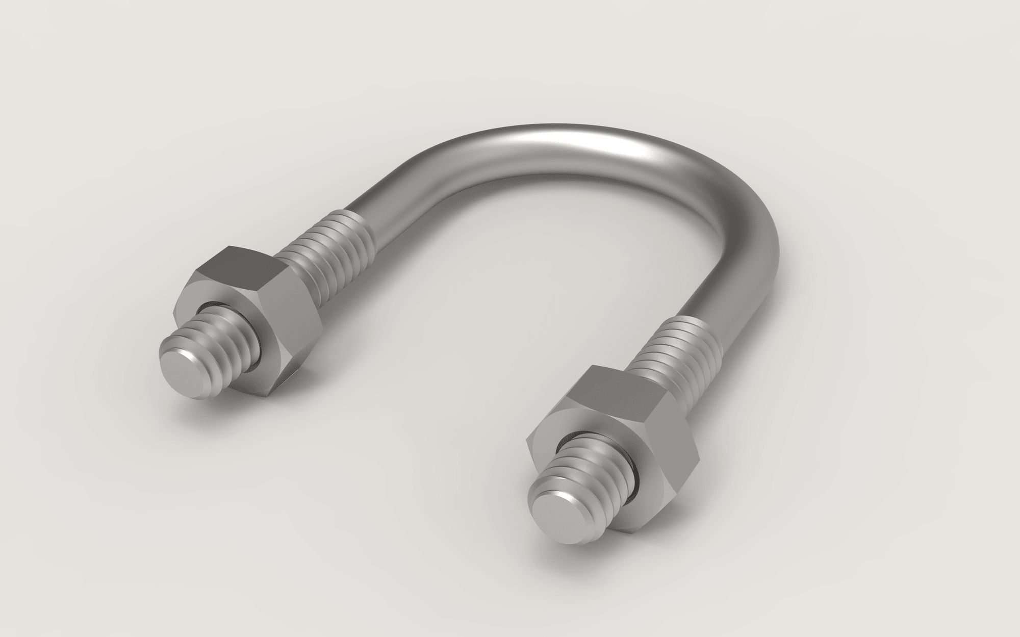 Round-bend U-bolt with hex nuts — stainless steel render