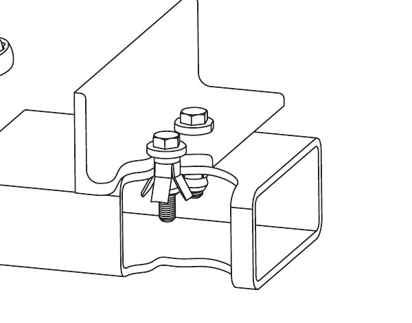 Cutaway of the installed Hollo-Bolt with the expansion sleeve gripping inside the section