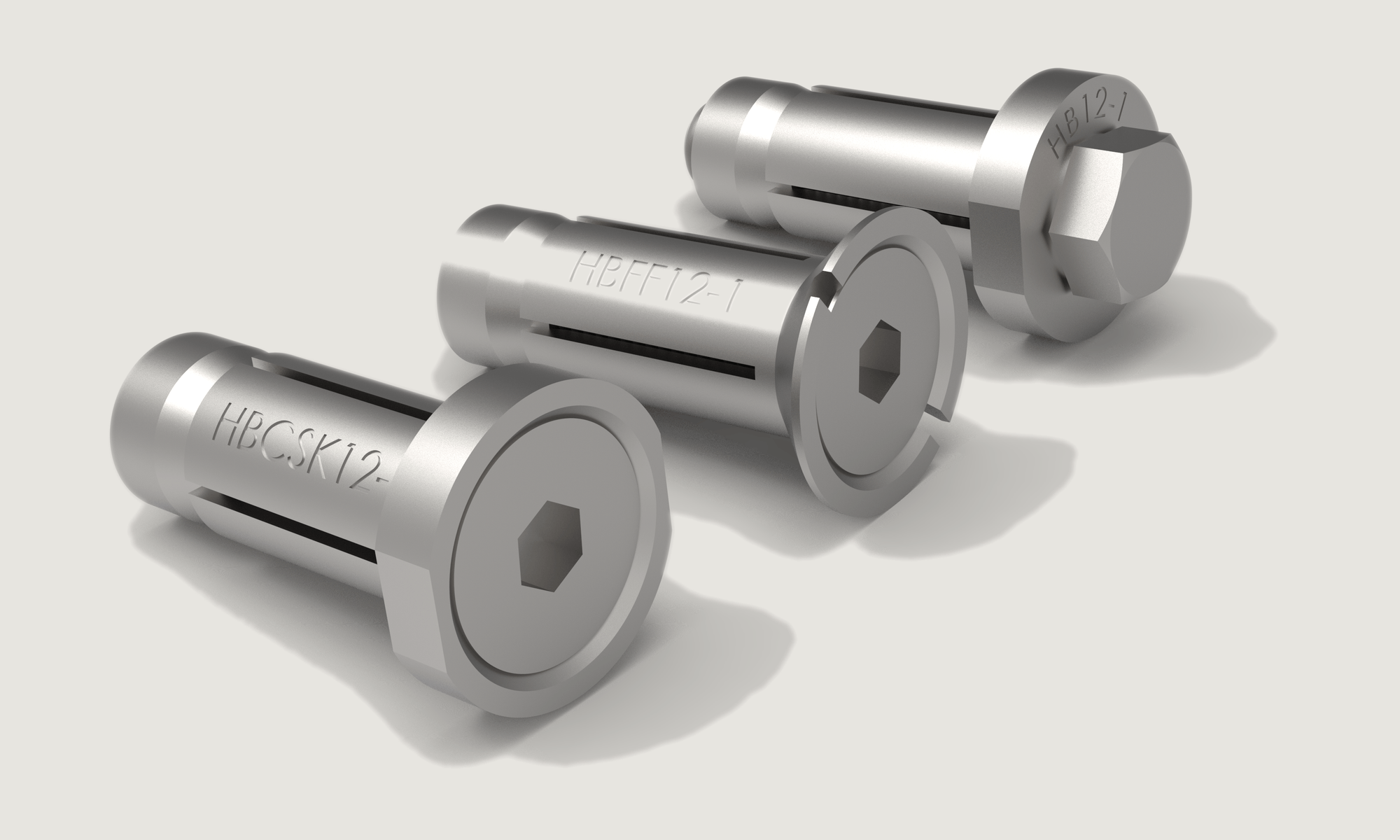 Lindapter Hollo-Bolt range across all five diameters, 5/16 inch to 3/4 inch